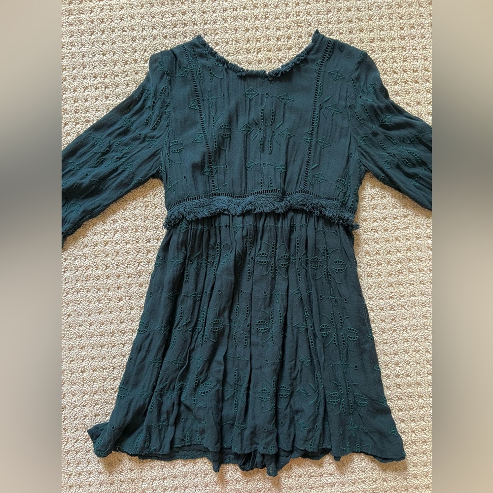 POPLIN OVERALL DRESS GREEN EMBROIDERY EMBEDDED JUMPSUIT | ZARA